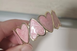 Pulsera Corazones Rosa y Dorada