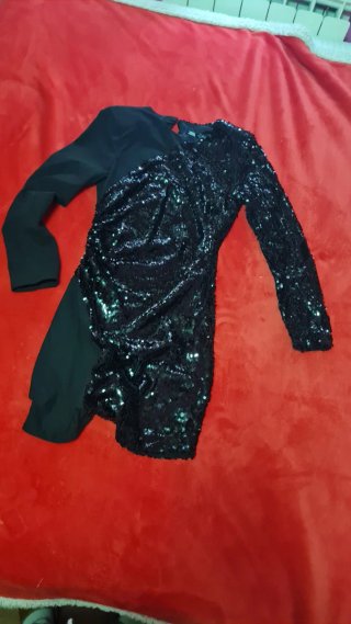 Vestido Zara Negro Lentejuelas Talla XS