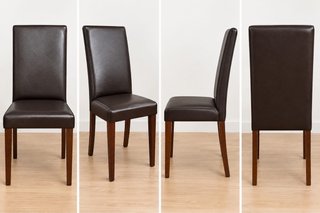 Juego 6 Sillas Comedor Cuero y Madera