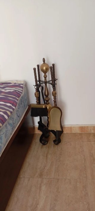 Set de chimenea latón y hierro forjado