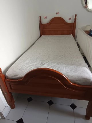 Cama de Madera 180x90cm con Somier y Cabezal