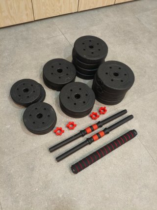 Juego de pesas y mancuernas 37 kg