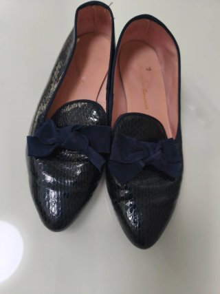 Bailarinas de Piel Azul Marino Talla 40