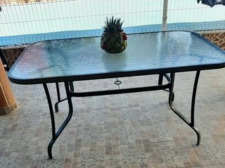 Tavolo in cristallo e metallo da giardino/terrazzo 153x90