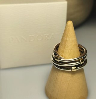 Anillo Pandora Vintage Plata 925 y Oro 14K T52