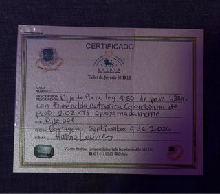 Dije de Plata y Esmeralda Colombiana certificada