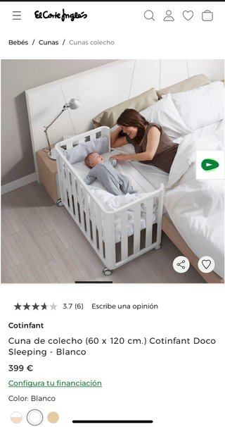 Cuna Colecho Cotinfant Doco Sleeping Blanca