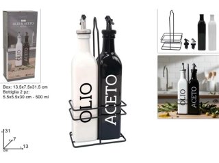 Set Olio Aceto Vetro e Metallo