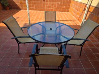 Mesa y Sillas Jardín Metal/Madera