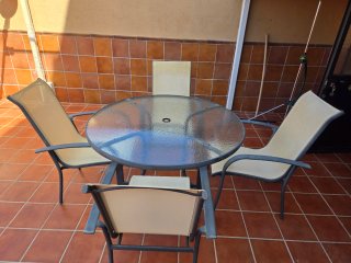 Mesa y Sillas Jardín Metal/Madera