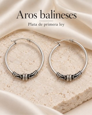 Aros Balineses de Plata de Primera Ley