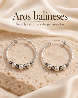 Aros Balineses de Plata de Ley