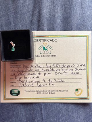 Colgante de Plata 950 y Esmeralda Natural