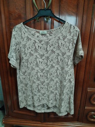 blusa de encaje beige nude delicado