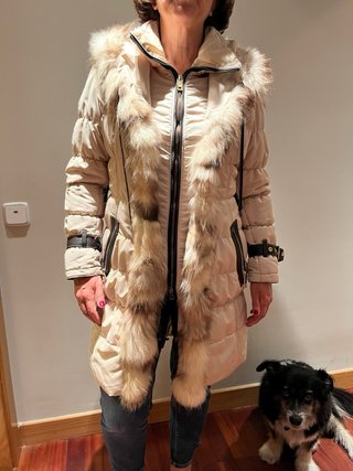 Abrigo Anna Biagini Piel y Pelo Beige