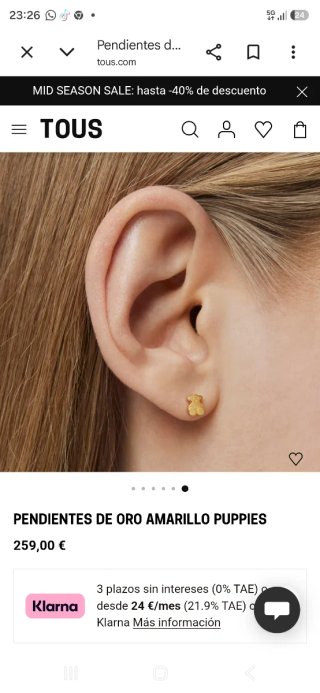 Pendientes Tous de Oro