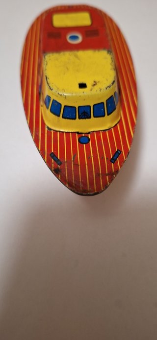 Barca d'epoca in latta ad alta velocità a frizione (non funzionante) Vintage
