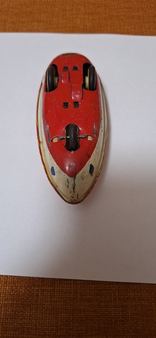 Barca d'epoca in latta ad alta velocità a frizione (non funzionante) Vintage