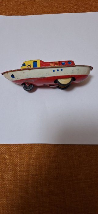 Barca d'epoca in latta ad alta velocità a frizione (non funzionante) Vintage