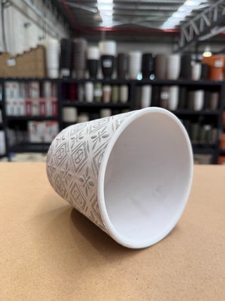 Maceta de Cerámica Blanca y Gris Ø12 cm