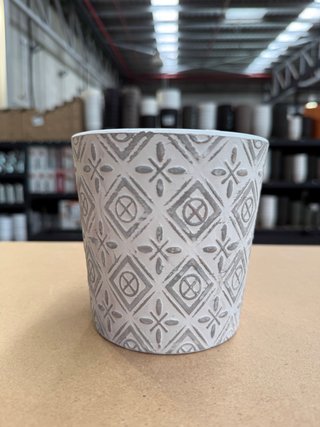 Maceta de Cerámica Blanca y Gris Ø12 cm