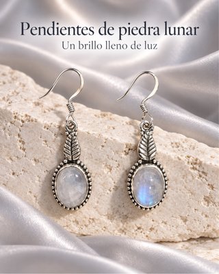 Pendientes de Piedra Lunar y plata