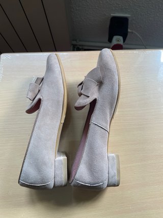 Zapatos ante beige lazo mujer talla 38