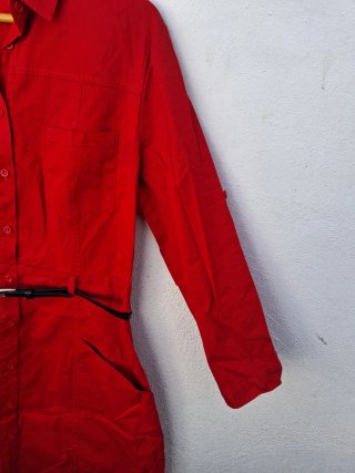 Vestido Rojo Estilo Camisero