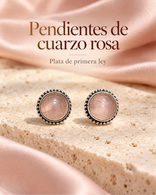 Pendientes de Cuarzo Rosa y Plata