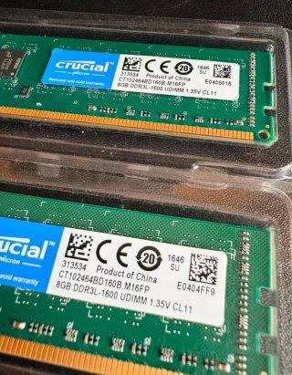 2 Módulos RAM Crucial DDR3L 8GB 1600MHz