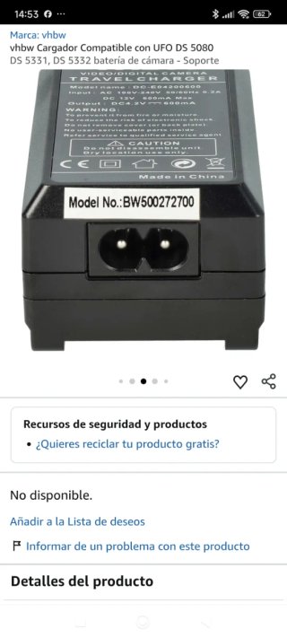vhbw Cargador Compatible UFO DS 5080