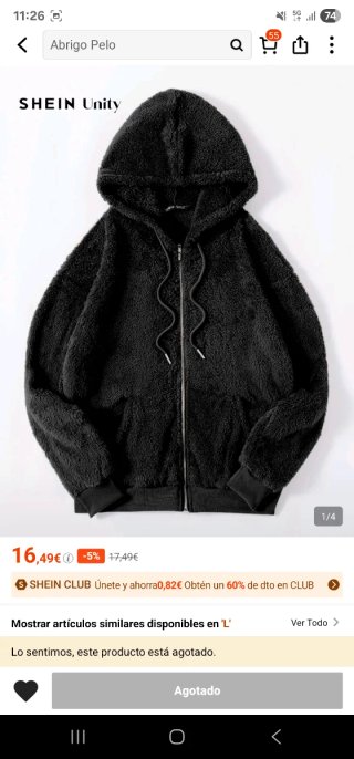 Chaqueta SHEIN Unity Teddy Negra Talla L