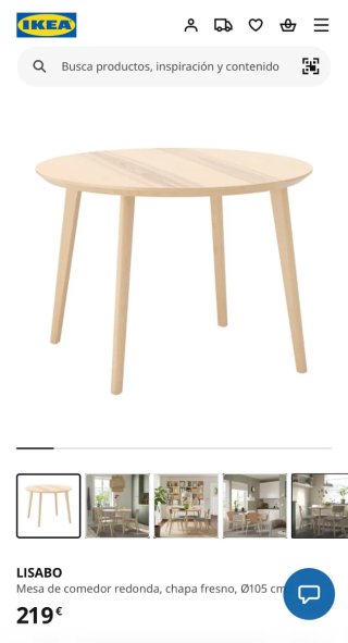 Mesa redonda madera LISABO Ikea