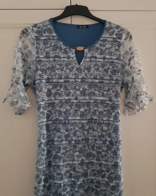 Vestido de Fiesta Bes-Bes Azul y Blanco