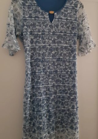 Vestido de Fiesta Bes-Bes Azul y Blanco