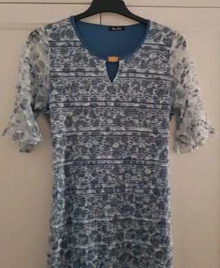 Vestido de Fiesta Bes-Bes Azul y Blanco