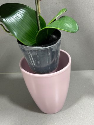 Orquídea Artificial Morada en Maceta Rosa