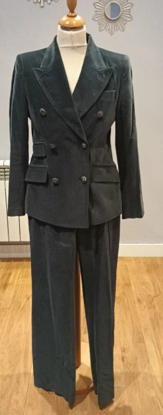 Traje Pantalón Terciopelo Purificación García Verd