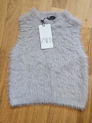 Chaleco de Pelo Zara Gris Talla S