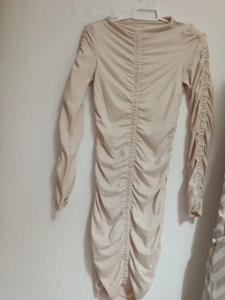 Vestido Beige Fruncido H&M