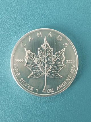 Lotto di 5 monete in argento Maple Leaf Canada 1 oz .9999