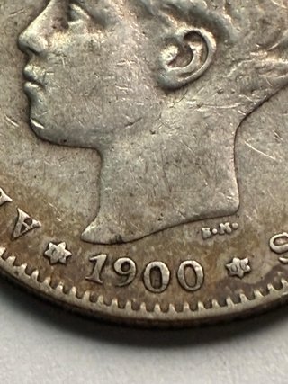 1 Peseta Alfonso XIII 1900 Plata Original