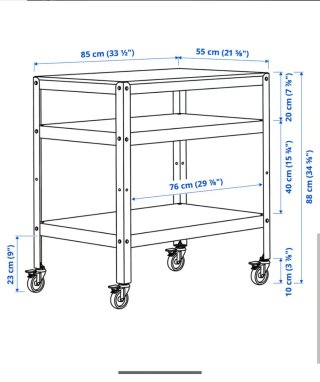 Carrito IKEA BROR Negro y Madera 85x55 cm+ 88 alto
