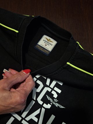 Felpa Aeronautica Militare, nera con stampa fluo