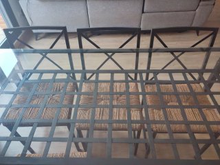 Mesa de cristal y 6 sillas de Comedor o jardín.