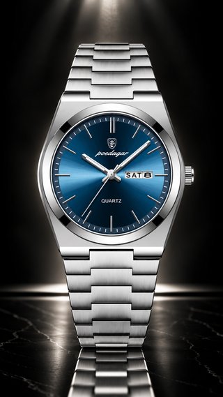 Reloj Poedagar Plateado y Azul