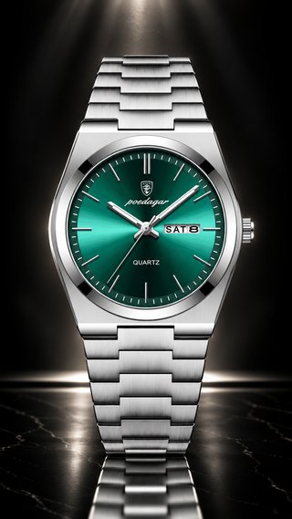 Reloj Poedagar Plateado y Verde