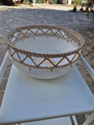 Cesto Decorativo de Mimbre Blanco