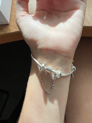 Cadena de seguridad Pandora, 3 gemas, plata de 1ª.