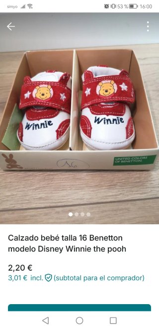 Zapatillas Benetton Bebé Talla 16 Winnie Pooh